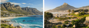 Shutterstock – Plage de Camps Bay avec la chaîne des Twelve Apostles, Le Cap, Afrique du Sud, Vue de la plage de Camps Bay avec en toile de fond Lion’s Head, Le Cap, Afrique du Sud.