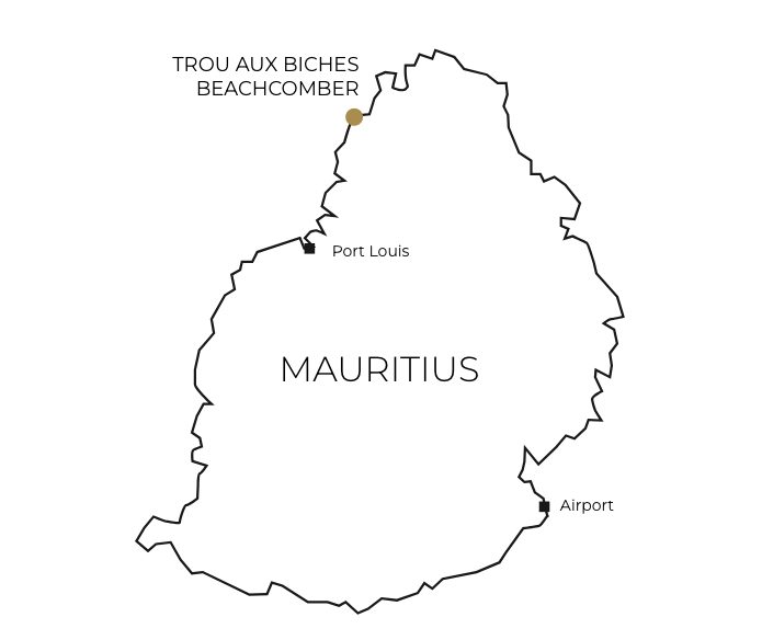 Situation du Trou aux Biches Beachcomber sur l’île Maurice
