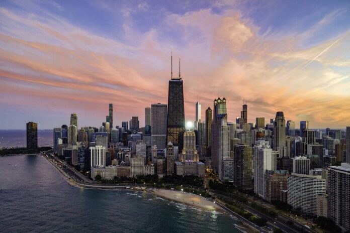 Skyline de Chicago au bord du lac Michigan