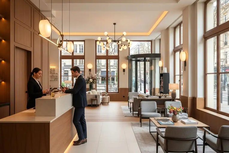 Hall d’un hôtel moderne en France