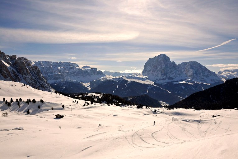 Le Val Gardena en hiver, dans les Dolomites